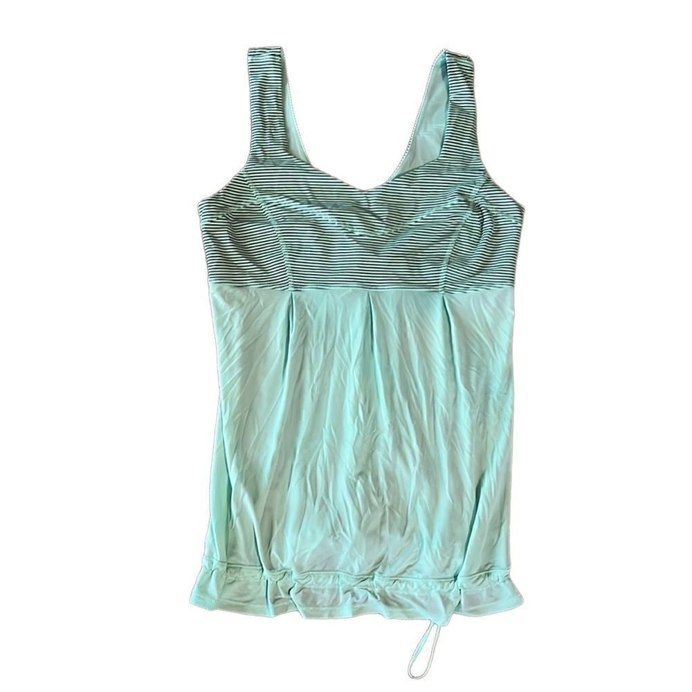 Lululemon Women’s 8 Lime Green with Stripes Tank Top with Adjustable Bottom